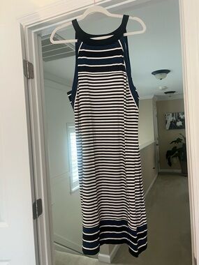 Wearever Collection by JJill Striped Navy & White Halter Top